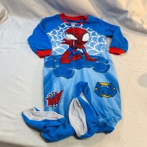 Spiderman - 4T - Blue Onesie Footed Sleeper